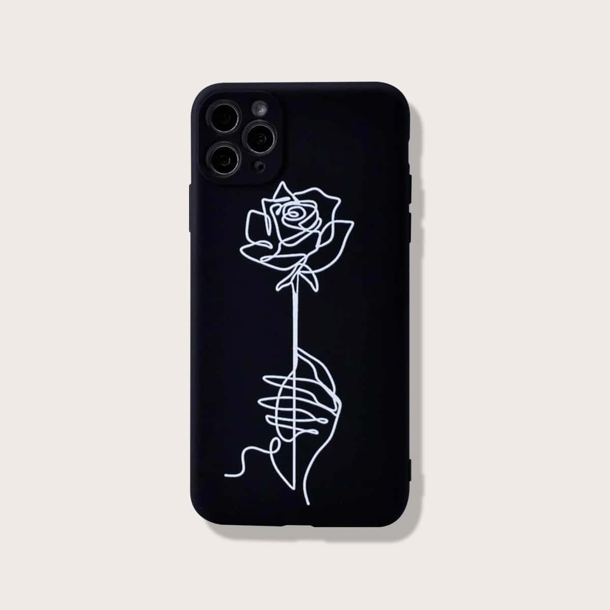 

Rose Print iPhone Case, Black