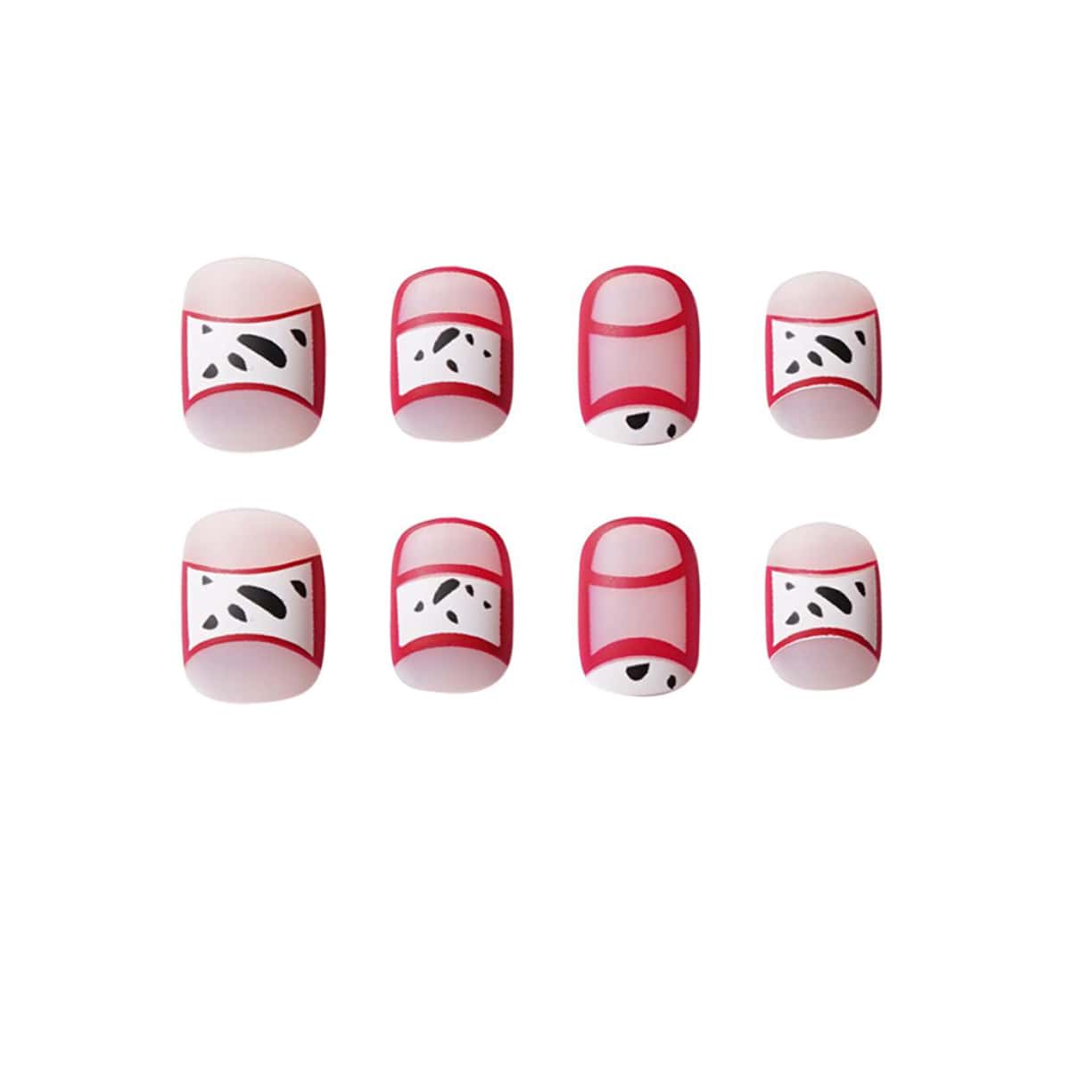 

24pcs Pitaya Pattern Fake Nail, Hot pink