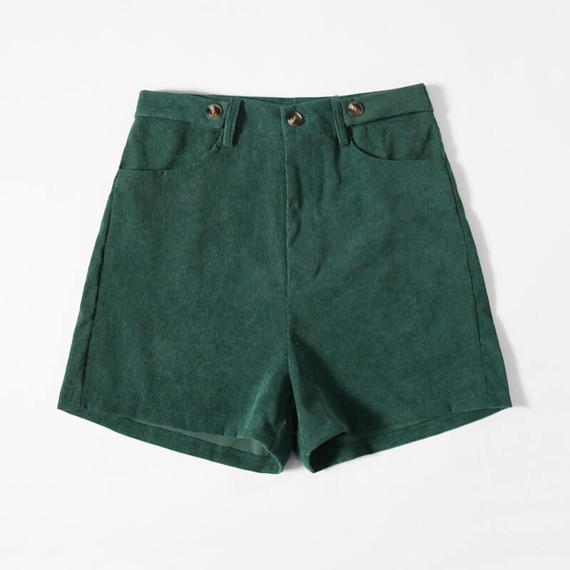 

Solid Corduroy Shorts, Dark green