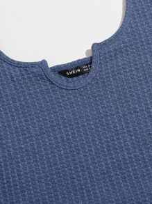 SHEIN 西裝領背心上衣和短褲套裝 - 霧霾藍 - 查看 5