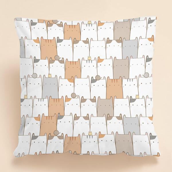 

Cartoon Graphic Kids Cushion Cover Without Filler, Multicolor