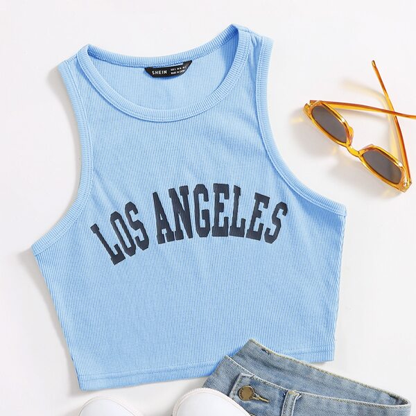

Letter Graphic Tank Top, Baby blue
