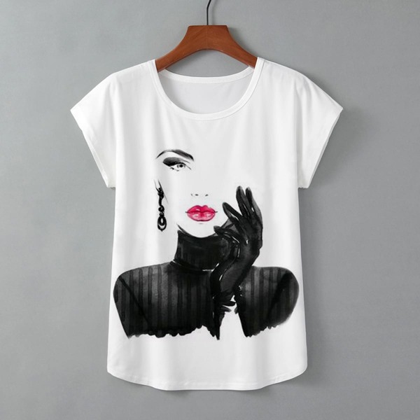 

Figure Graphic Batwing Sleeve Tee, White