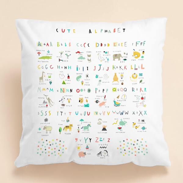 

Cartoon Graphic Kids Cushion Cover Without Filler, Multicolor