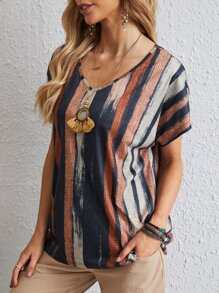 EMERY ROSE Top con estampado de trazo de pincel - Multicolor - Ver 3
