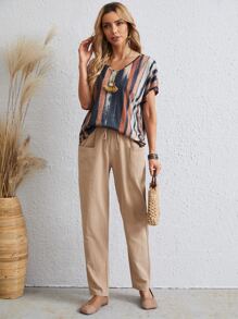 EMERY ROSE Top con estampado de trazo de pincel - Multicolor - Ver 4