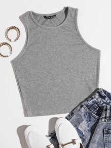 Muchica Áo vest ngắn trơn - Xám - Xem 1