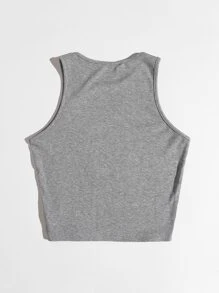 Muchica Áo vest ngắn trơn - Xám - Xem 2