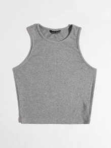 Muchica Áo vest ngắn trơn - Xám - Xem 3