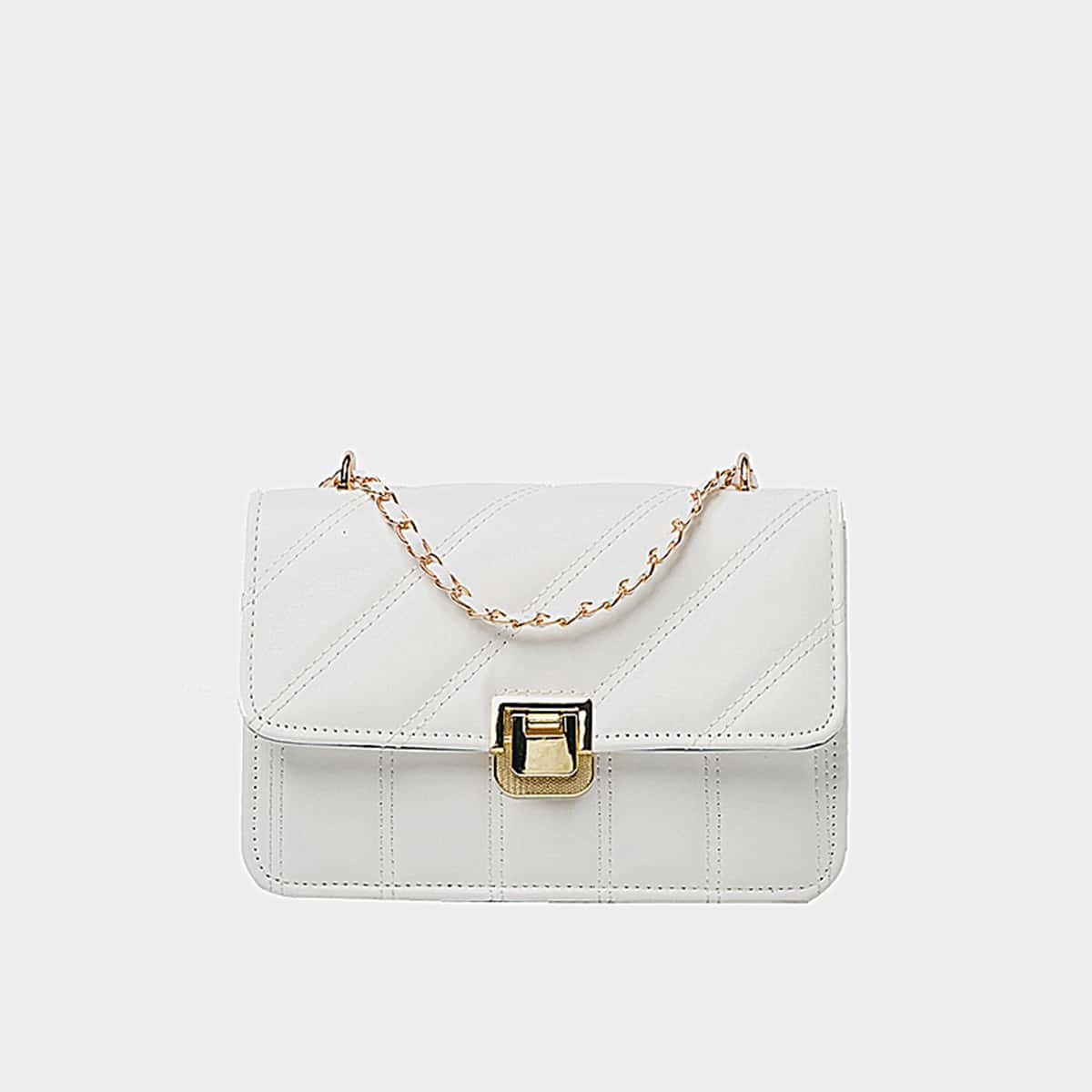 

Quilted Chain Bag, White