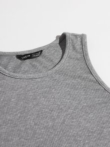 Muchica Áo vest ngắn trơn - Xám - Xem 5