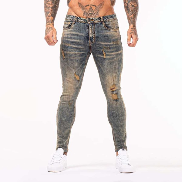 

Men Ripped Washed Skinny Jeans, Medium wash
