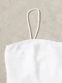 SHEIN EZwear Solid Cami Top & Split Hem Grid Skirt Set - Black - View 3