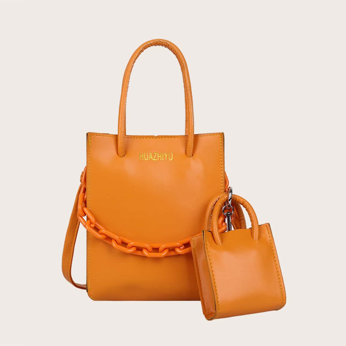 

Chunky Chain Bag With Mini Tote, Orange