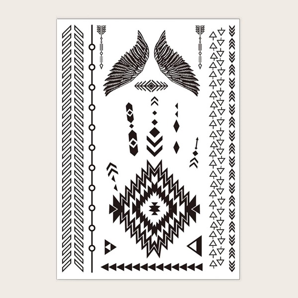 

1sheet Geometric Pattern Tattoo Sticker, Black