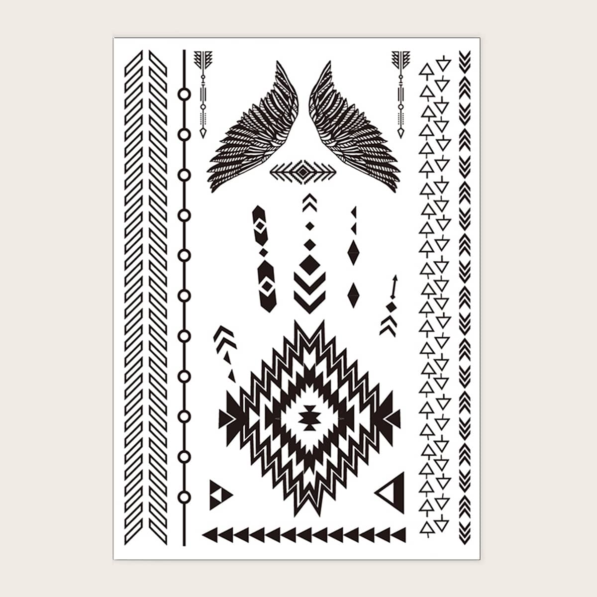 

1sheet Geometric Pattern Tattoo Sticker, Black