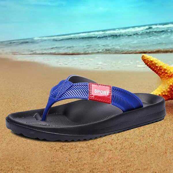

Men Letter Graphic Flip Flops, Blue