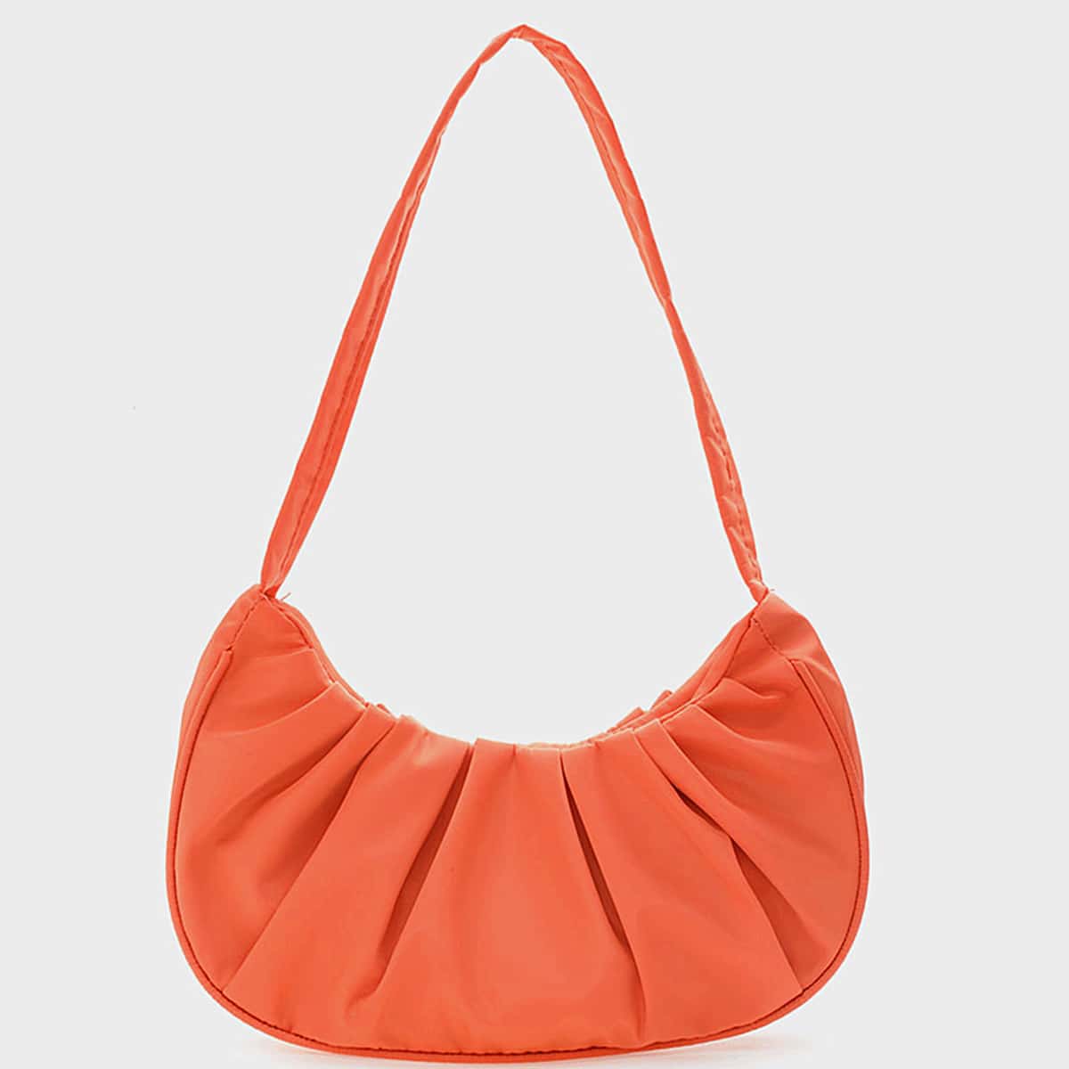 

Solid Ruched Baguette Bag, Orange