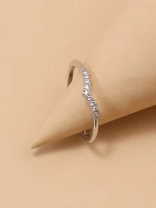 水鑽裝飾戒指 - 銀色 - 查看 1