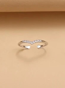 水鑽裝飾戒指 - 銀色 - 查看 2