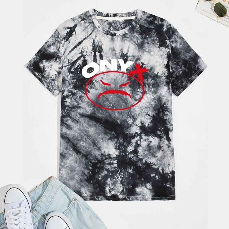 

Guys Letter Graphic Tie Dye Tee, Black and white