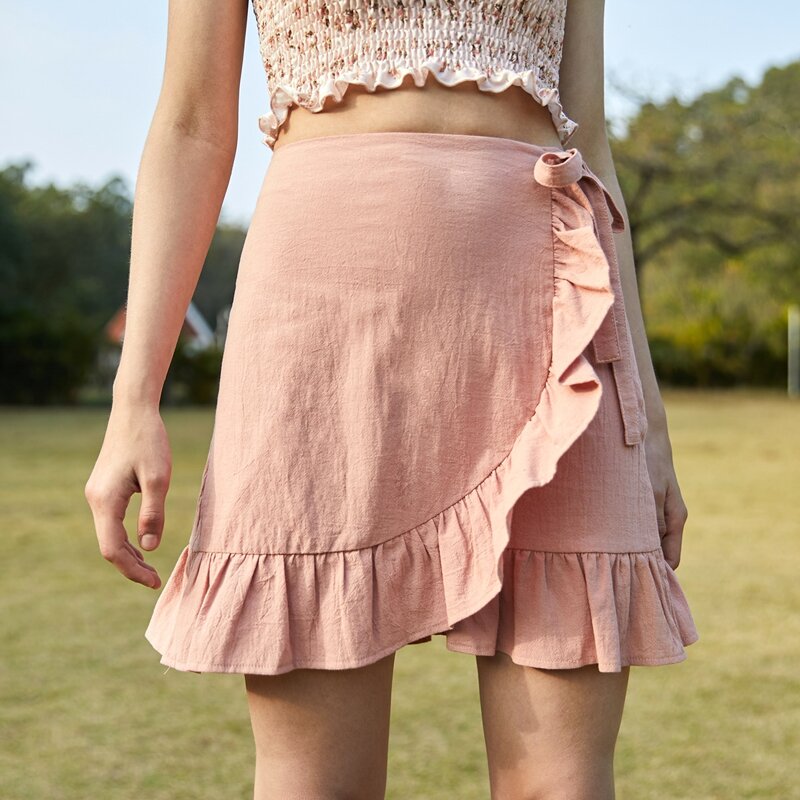 

Solid Wrap Skirt, Coral pink