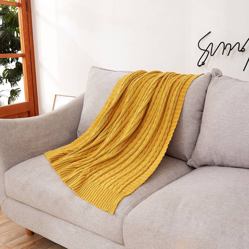 

Solid Color Knitted Throw, Yellow