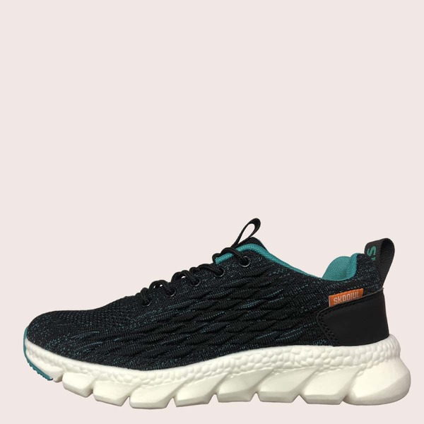 

Men Lace-up Front Fish Scale Sneakers, Black