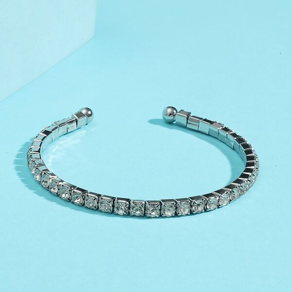 

Girls Rhinestone Cuff Bangle, Silver