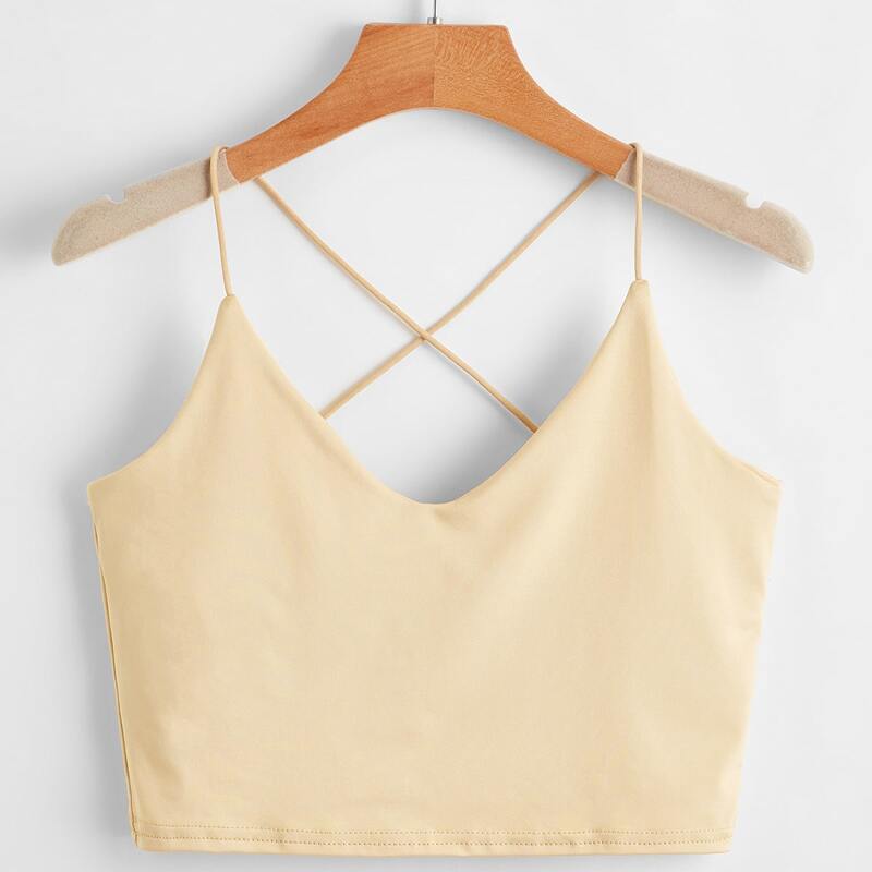 

Criss Cross Cami Top, Beige