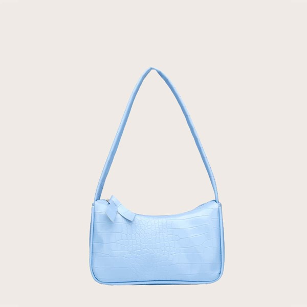 

Girls Croc Embossed Shoulder Bag, Baby blue