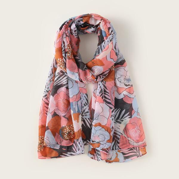 

Flower Pattern Scarf, Multicolor