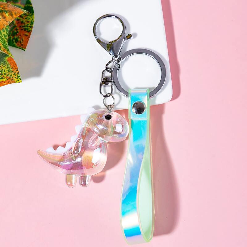

1pc Holographic Dinosaur Keychain, Multicolor