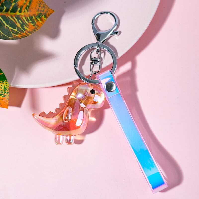 

1pc Holographic Dinosaur Keychain, Multicolor