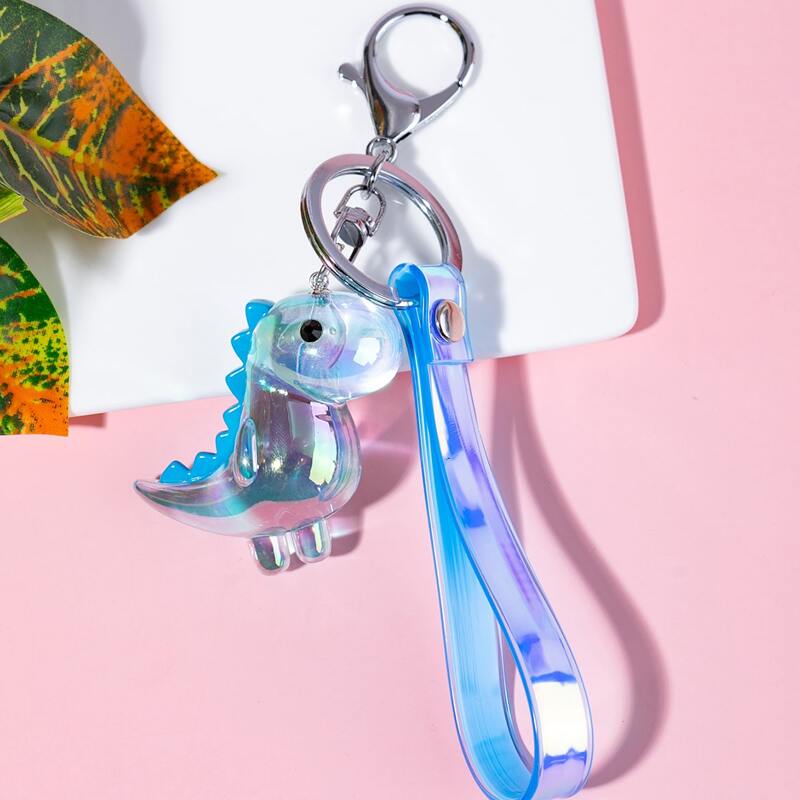 

1pc Holographic Dinosaur Keychain, Baby blue
