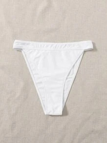 High Cut Thong Bikini Panty - White - View 1