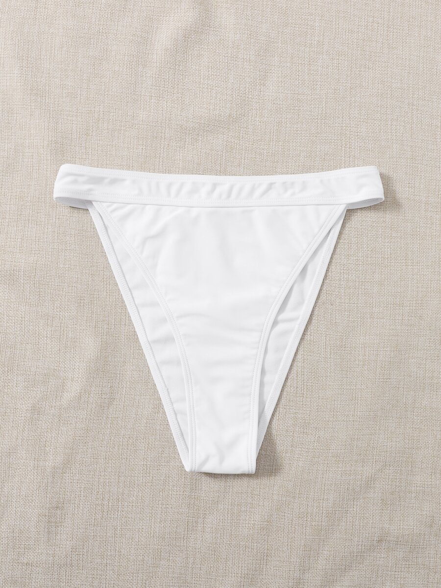 High Cut Thong Bikini Panty - White - View 1