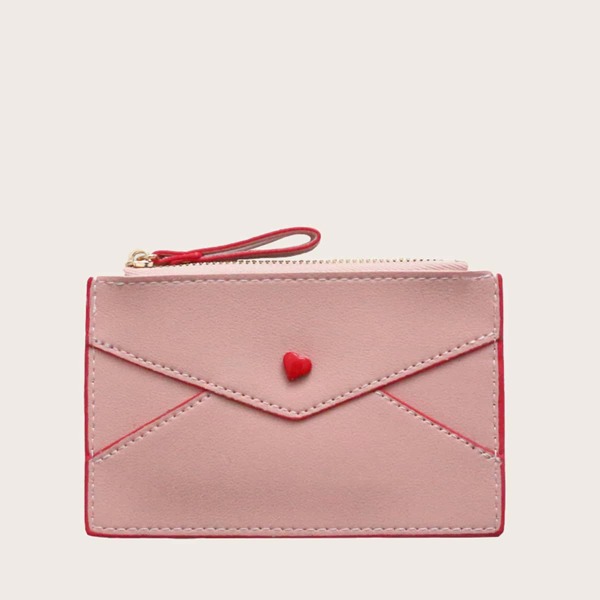 

Heart Decor Small Wallet, Dusty pink
