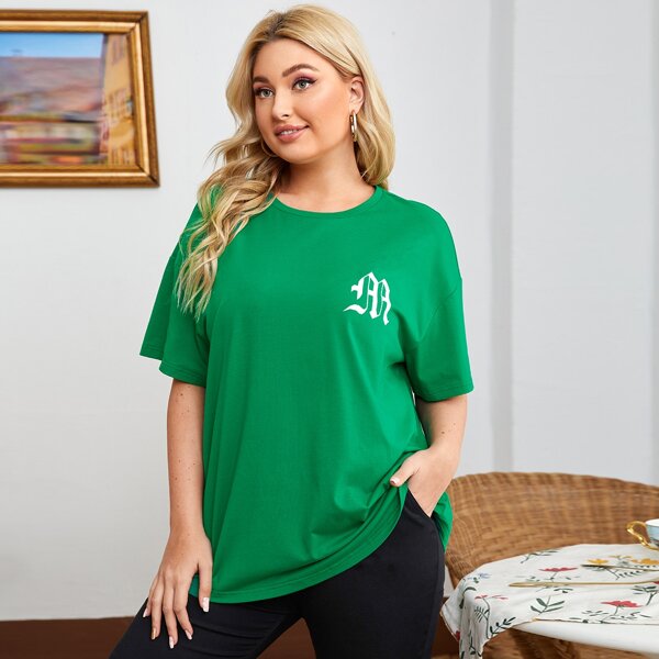 

Plus Letter Graphic Drop Shoulder Tee, Green