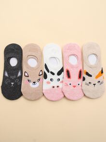 5 perechi de șosete cu grafică de desene animate, șosete invizibile