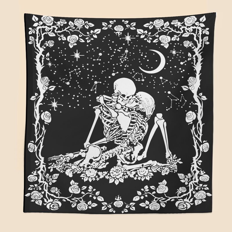 

Skull Print Tapestry, Black and white
