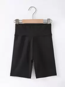 Cô gái Tween Chất rắn Thắt lưng băng rộng Quần short đi xe - màu đen - Xem 1