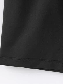 Cô gái Tween Chất rắn Thắt lưng băng rộng Quần short đi xe - màu đen - Xem 5