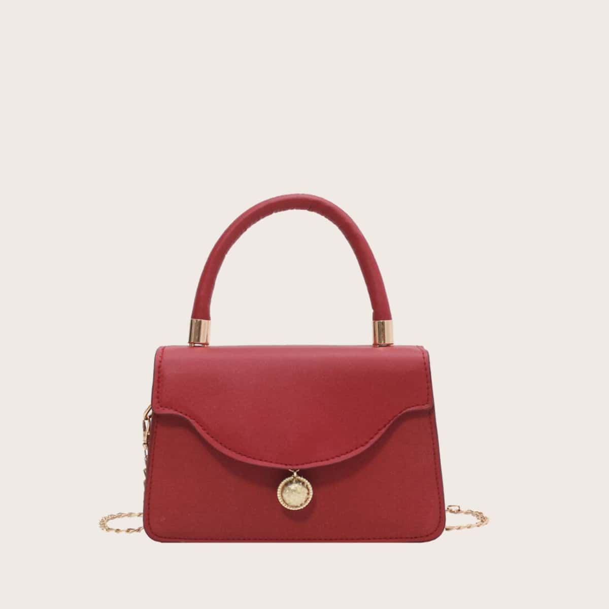 

Solid Chain Satchel Bag, Burgundy