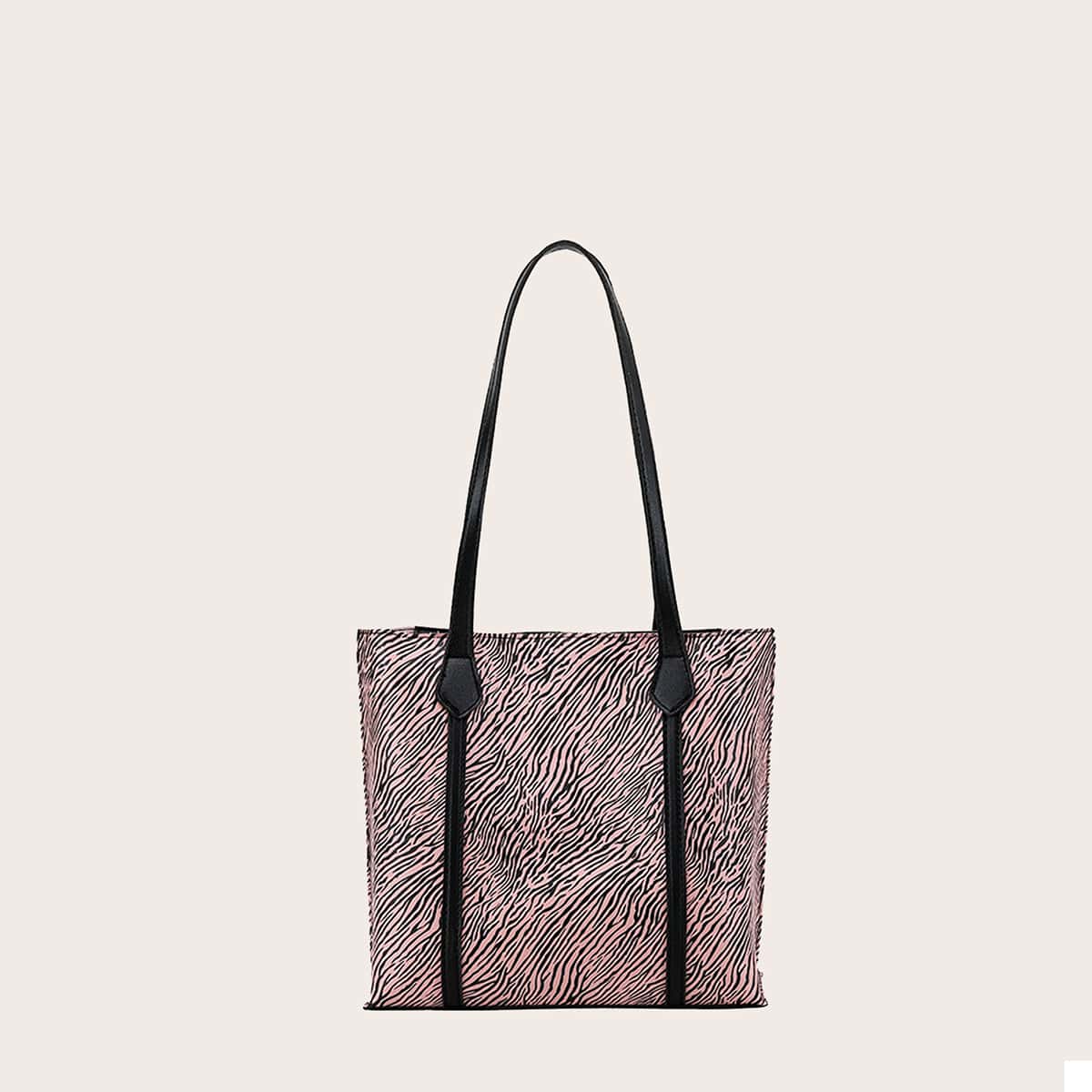 

Zebra Striped Tote Bag, Multicolor