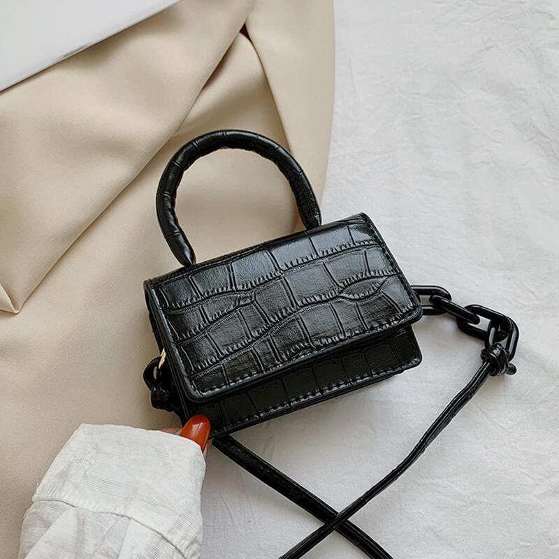 

Croc Embossed Mini Satchel Bag, Black