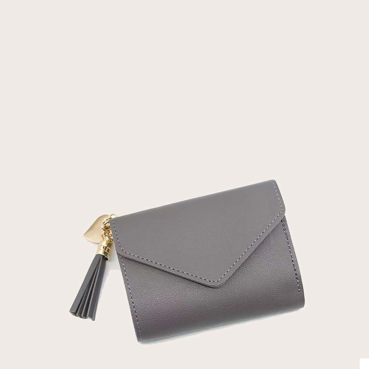 

Solid Fold Over Purse, Grey