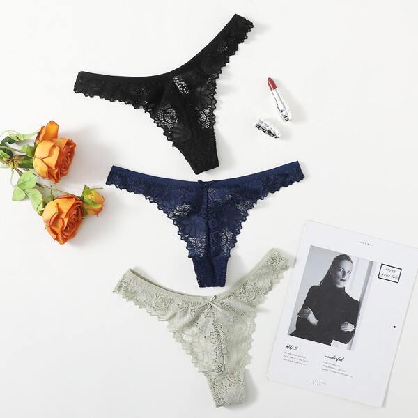 

3pack Plus Floral Lace Panty Set, Multicolor
