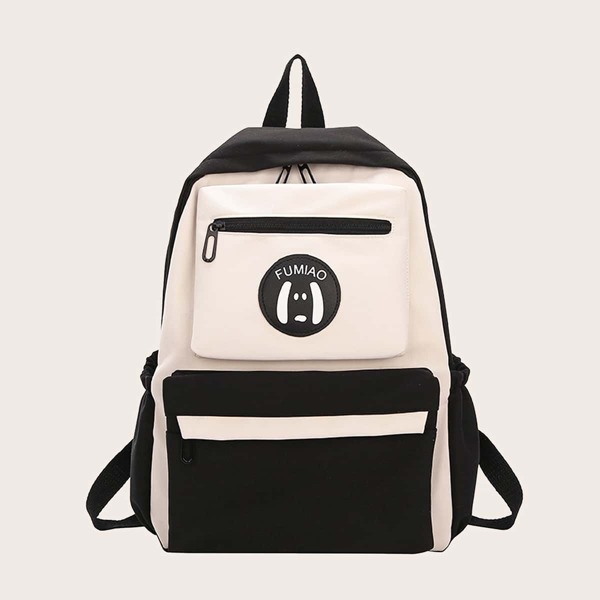 

Pocket Front Backpack, Black and white
