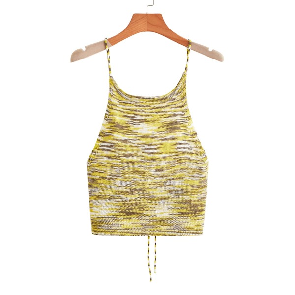

Crisscross Tie Back Space Dye Knit Top, Multicolor